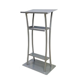 25 X 15.7 X47" Curved Silver Steel Lectern, Metal Podium 19618-PODIUM 19618-PODIUM