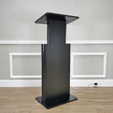 23.6X16.7" Podium Power Height Adjustment 42-53" Black Lectern Pulpit Church 19623