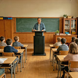 Height Adjustable Podium Lectern 42-52.6 H Gas Spring Lift MDF Steel Stand 19624