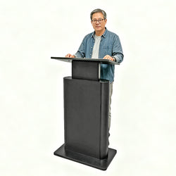 Height Adjustable Podium Lectern 42-52.6 H Gas Spring Lift MDF Steel Stand 19624