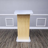 49H Maple Melamine Podium Pulpit Lectern With Curved Brushed Stainless Steel Sides 19629