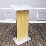 49H Maple Melamine Podium Pulpit Lectern With Curved Brushed Stainless Steel Sides 19629