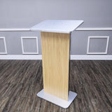 49H Maple Melamine Podium Pulpit Lectern With Curved Brushed Stainless Steel Sides 19629