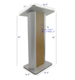 49H Maple Melamine Podium Pulpit Lectern With Curved Brushed Stainless Steel Sides 19629