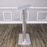 49H Maple Melamine Podium Pulpit Lectern With Curved Brushed Stainless Steel Sides 19629