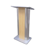 49H Maple Melamine Podium Pulpit Lectern With Curved Brushed Stainless Steel Sides 19629