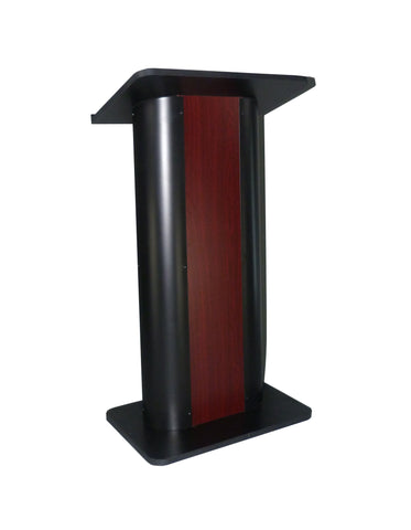 23.62 Wide Podium 45 tall, Steel & MDF - Black with Mahogany Panel 19630
