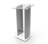 23.75 Acrylic Aluminum Podium w/ Frosted Front Panel, 46.5 Tall - Silver Clear 19633