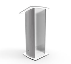23.75 Acrylic Aluminum Podium w/ Frosted Front Panel, 46.5 Tall - Silver Clear 19633