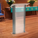 26.8X15X48" Acrylic Podium Metal Corner Accent Church Conference School Lectern 19640