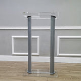 26.8X15X48" Acrylic Podium Metal Corner Accent Church Conference School Lectern 19640