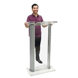 26.8X15X48" Acrylic Podium Metal Corner Accent Church Conference School Lectern 19640