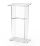 26 3/4 Clear Acrylic Podium for Floor with Open Back and Shelf, Easy Assembly