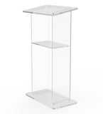 26 3/4 Clear Acrylic Podium for Floor with Open Back and Shelf, Easy Assembly