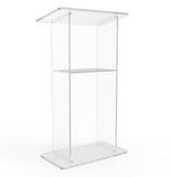 26 3/4 Clear Acrylic Podium for Floor with Open Back and Shelf, Easy Assembly
