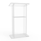 26 3/4 Clear Acrylic Podium for Floor with Open Back and Shelf, Easy Assembly
