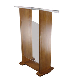 Wood Acrylic Podium, Optional Cross Plain Front Panel, 46.7 Tall   Brown 19655