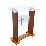 44 Wood Acrylic Podium Lectern Pulpit with Optional Cross, Brown 19657