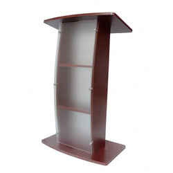 44.3 Tall Podium for Floor, Curved clear Front Acrylic Panel - Dark Grey 19658-GREY-CLEAR