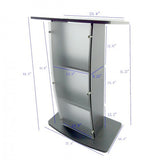 FixtureDisplays® 44.3" Tall Podium for Floor, Curved Frosted  Front Acrylic Panel - Dark Grey 19658-GREY