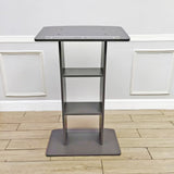 44.3 Tall Podium for Floor, Curved clear Front Acrylic Panel - Dark Grey 19658-GREY-CLEAR