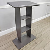 44.3 Tall Podium for Floor, Curved clear Front Acrylic Panel - Dark Grey 19658-GREY-CLEAR