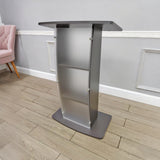 44.3 Tall Podium for Floor, Curved clear Front Acrylic Panel - Dark Grey 19658-GREY-CLEAR