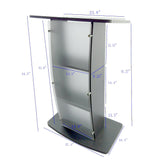 44.3 Tall Podium for Floor, Curved clear Front Acrylic Panel - Dark Grey 19658-GREY-CLEAR