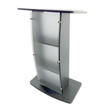 44.3 Tall Podium for Floor, Curved clear Front Acrylic Panel - Dark Grey 19658-GREY-CLEAR
