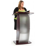 44.3 Tall Podium for Floor, Curved clear Front Acrylic Panel - Dark Grey 19658-GREY-CLEAR