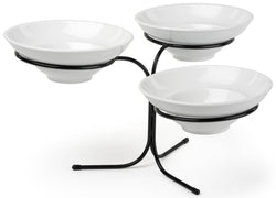 3 Tier Wire Serving Platter w/ (3) 10 Diameter Porcelain Dishes