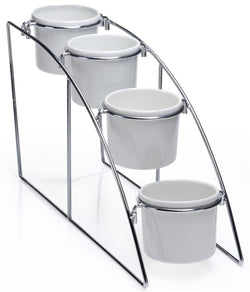 4 Tier Wire Serving Platter with 4 Round Melamine Dishes 19663