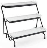 3 Tier Wire Serving Platter w/ (3) Flat Sleigh Porcelain Dishes
