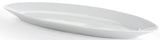 24 x 2 Oval Serving Platter with Wire Stand, Porcelain   Silver and White
