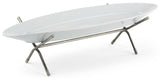 24 x 2 Oval Serving Platter with Wire Stand, Porcelain   Silver and White