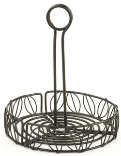 Round Wire Condiment Caddy w/ Sign Clip   Black 19687