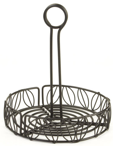 Round Wire Condiment Caddy w/ Sign Clip   Black 19687