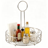 Condiment Caddy Table stove top Ketchup, Salt Peper Mustard Bottle Organizer, Scroll Design Chrome Finish 19690
