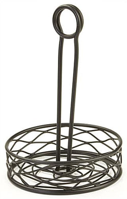Round Wire Condiment Caddy w/ Sign Clip   Black 19691 6PK