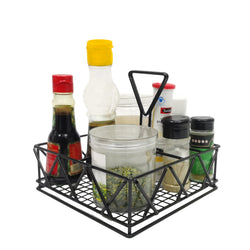 8X8X7" Wire Condiment Caddy Tabletop Salt Pepper Ketchup Bottle Organizer 19694