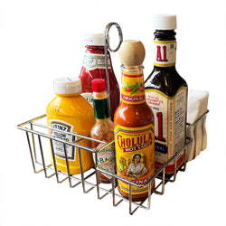 7.9X7.9X8.1 Square Wire Condiment Caddy Sign Clip Restaurant Holder Organizer 19695-chrome