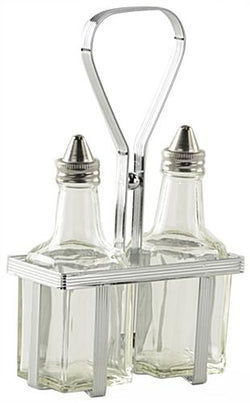 Oil and Vinegar Cruet Set, Kit of 12 Racks 24 Bottles  Silver 19698
