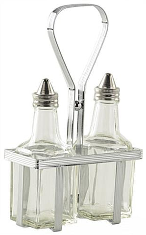 Oil and Vinegar Cruet Set, Kit of 12 Racks 24 Bottles  Silver 19698