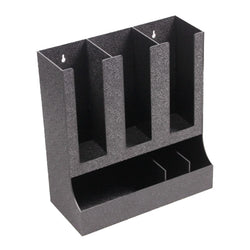 Cup, Lid Condiment Organizer, 6 Compartments, Tabletop or Wall Mount   Black