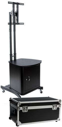 TV Stand w/ Locking Cabinet Fits Monitors 32¡± 65¡±, Collapsible w/ Carry Case