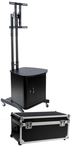 TV Stand w/ Locking Cabinet Fits Monitors 32¡± 65¡±, Collapsible w/ Carry Case
