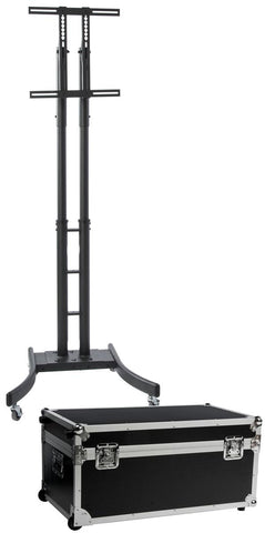 TV Stand w/ Wheels, Fits Monitors 32¡± 65¡±, Collapsible w/ Travel Case ¨C Black