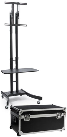 TV Stand w/ 28¡± Shelf Fits Monitors 32¡± 65¡±, Collapsible w/ Travel Case ¨C Black