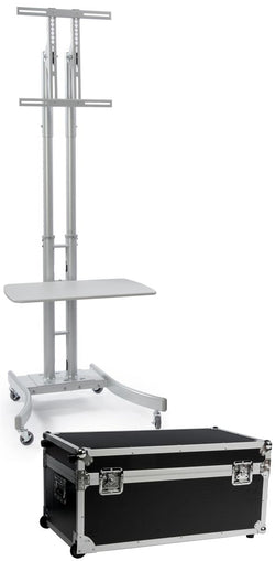 TV Stand w/ 28¡± Shelf Fits Monitors 32¡± 65¡±, Collapsible w/ Travel Case ¨C Silver