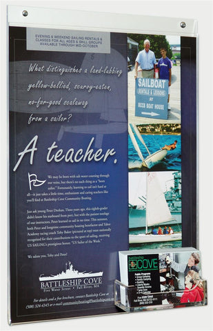 Acrylic Sign Holder for Wall Mount, Open Pocket for Business Cards   Clear